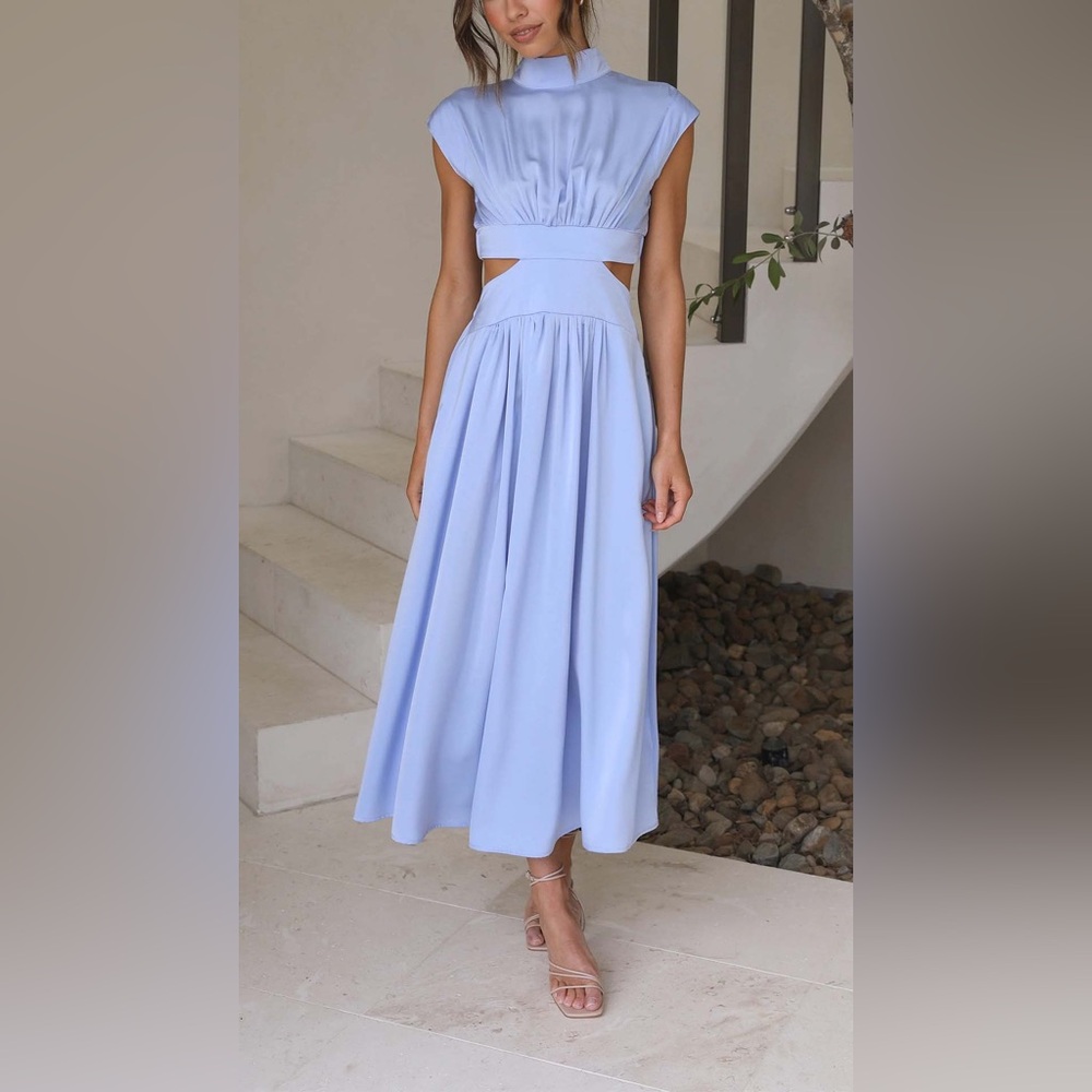 Light Blue High Neck Dress